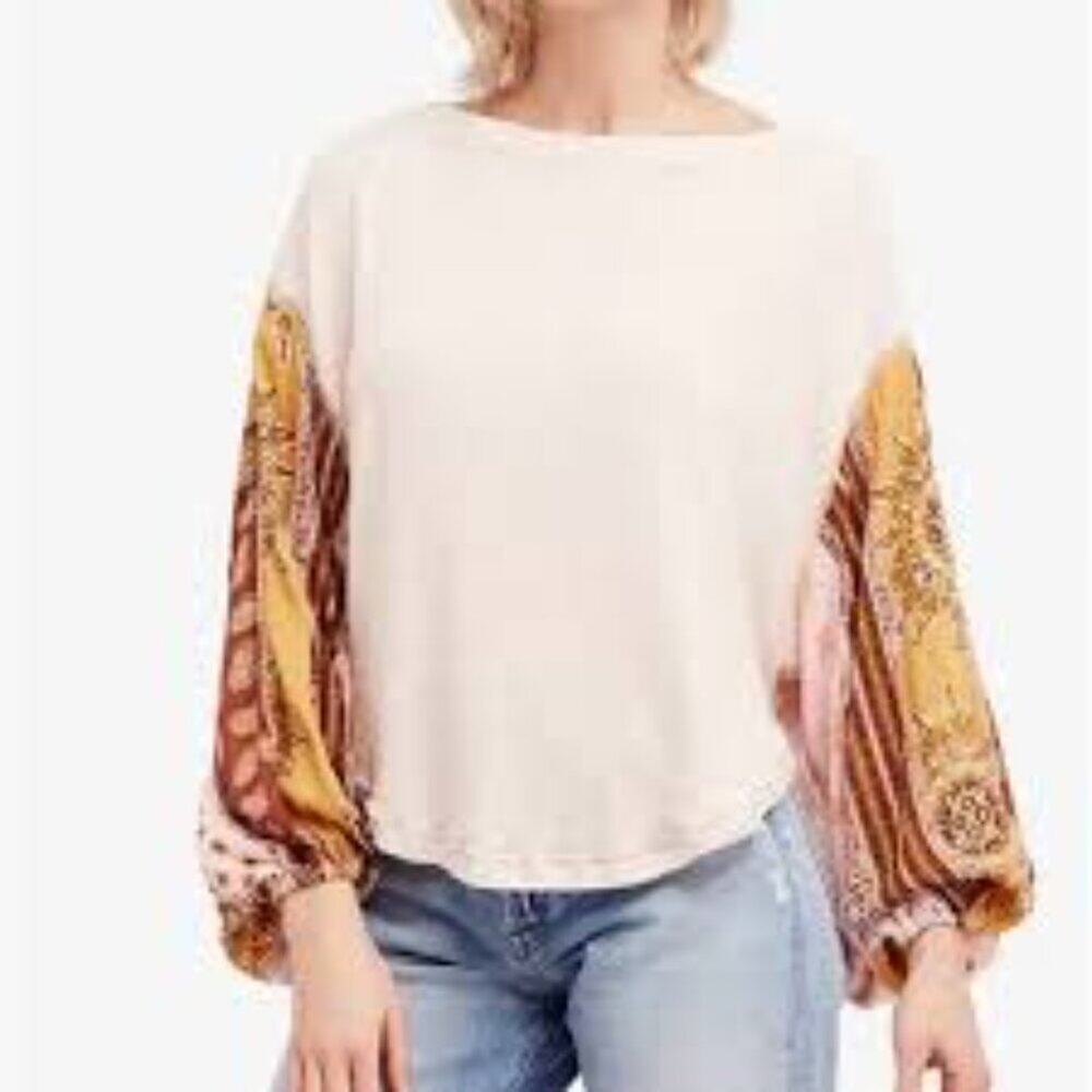 WE THE FREE BLOSSOM WAFFLEKNIT BLOUSE SIZE LARGE